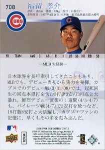 Kosuke Fukodome Variation Rookie Card Back