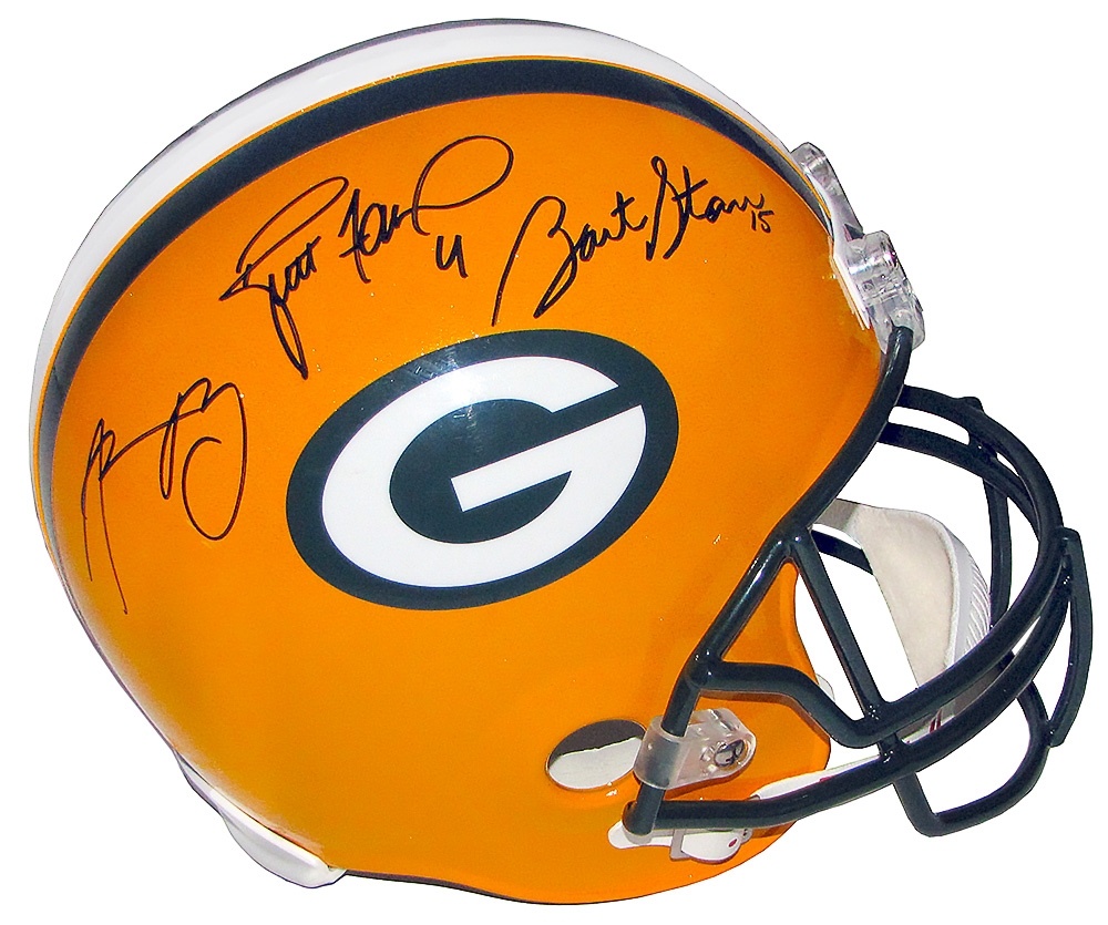 Aaron Rodgers/Brett Favre/Bart Starr Autographed packers Helmet